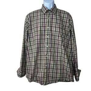 Alan Flusser Men's Casual Shirt Button Down Plaid Size L